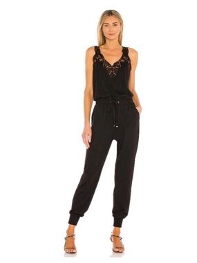 Nwt Cami NYC Janel lace trim jersey jumpsuit cotton blend black size Xs
